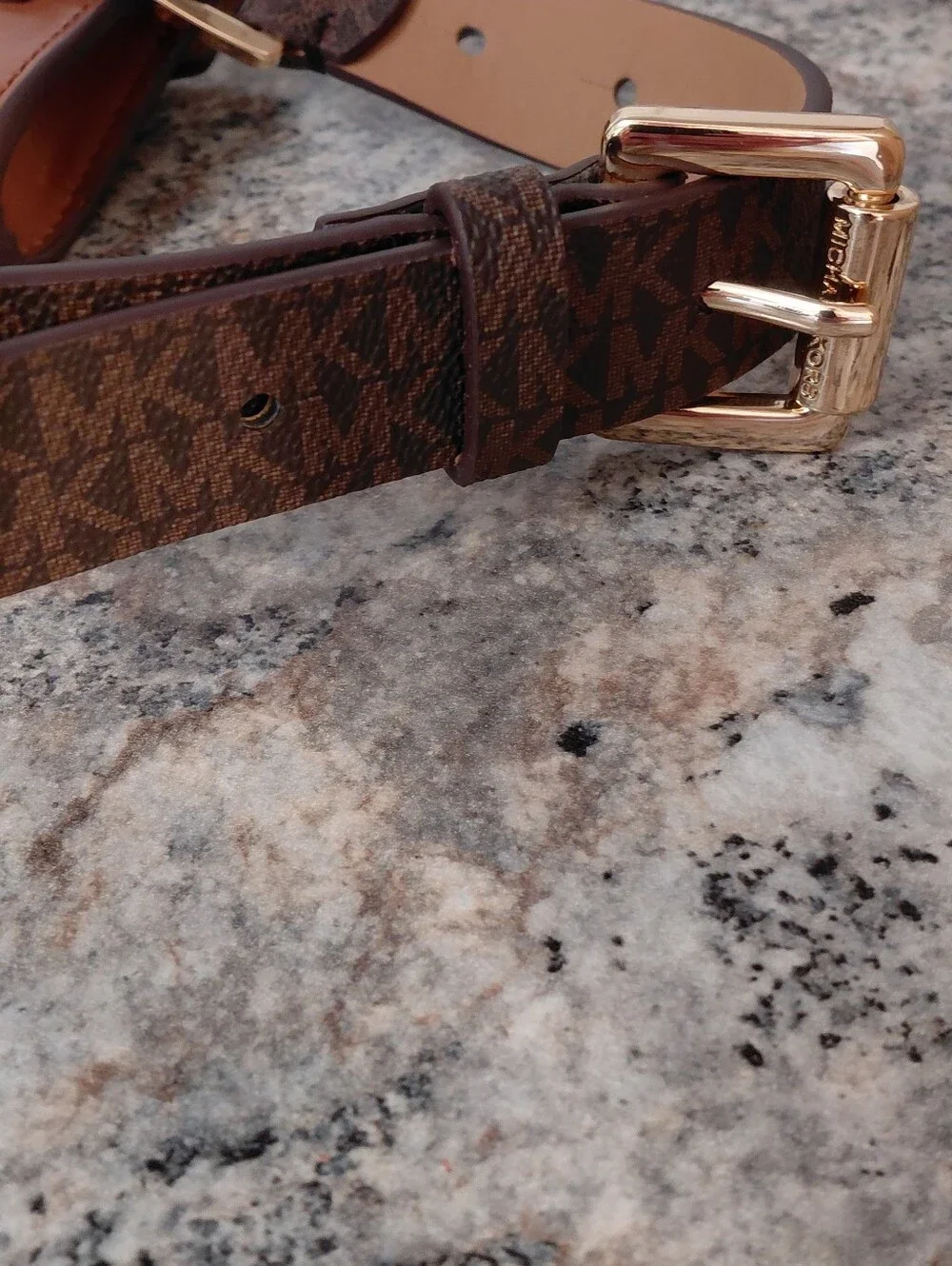 Michael Kors Tan Brown Leather Belt Double Pouch Wallet & Coin Pouch